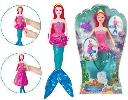 Toi-Toys zeemeermin met veranderbare staart/ jurk 30 cm. Roze