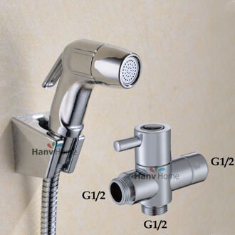 Toilet Abs Handheld Luier Sproeier Douche Set Shattaf Bidet Sproeier Douche Kit + G1/2 T-Adapter + Slang + Muurbeugel