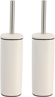 Toilet/badkamer toiletborstel met houder - 2x - Elegance - wit - 9 x 39 cm