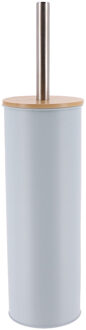 Toilet/badkamer toiletborstel met houder - Bamboo vibe - lichtblauw - D10 x H40 cm