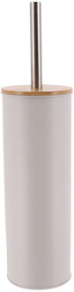 Toilet/badkamer toiletborstel met houder - Bamboo vibe - lichtgrijs - D10 x H40 cm