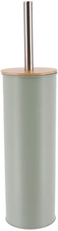 Toilet/badkamer toiletborstel met houder - Bamboo vibe - lichtgroen - D10 x H40 cm