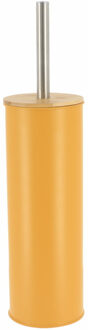 Toilet/badkamer toiletborstel met houder - Bamboo vibe - okergeel - D10 x H40 cm