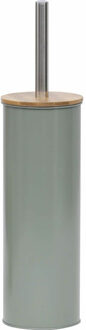 Toilet/badkamer toiletborstel met houder - Bamboo vibe - olijfgroen - D10 x H40 cm