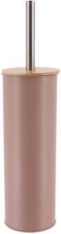 Toilet/badkamer toiletborstel met houder - Bamboo vibe - taupe - D10 x H40 cm
