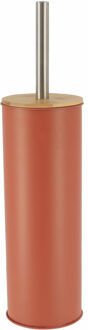 Toilet/badkamer toiletborstel met houder - Bamboo vibe - terracotta - D10 x H40 cm