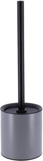Toilet/badkamer toiletborstel met houder - Urban Stone - grijs - 10 x 37 cm