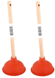 Toilet/gootsteen ontstopper plopper - 2x - met houten steel - 40 cm - Ontstoppers/ploppers