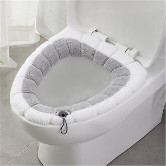Toilet Seat Cover Comfortabele Universele Warme Zachte Herbruikbare Flanel Wc Mat Seat Case Wc Deksel Cover Badkamer Product grijs