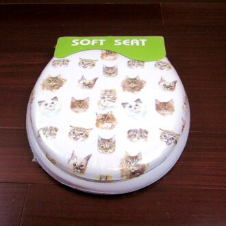 Toilet Seat Cover Set Spons Mode 17 "Toiletbril Wc Deksel Patroon Zachte Toiletzitting Warm Licht Geel