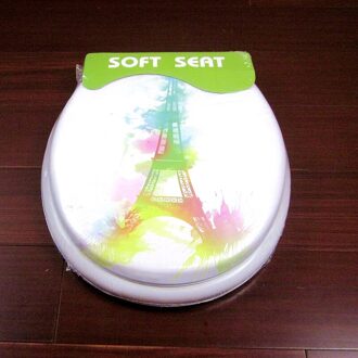 Toilet Seat Cover Set Spons Mode 17 "Toiletbril Wc Deksel Patroon Zachte Toiletzitting Warm wit