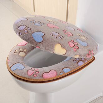 Toilet Seat Cover Sets Kawaii Kat Voetafdruk Kussen Met Rits Waterdicht Warmer Wc Mat Badkamer Producten Home Decoratie koffie