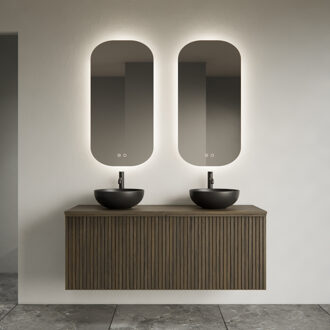 Toilet Spiegel Gliss Design Notus 40x100 cm Verticaal Incl. Spiegelverwarming en Indirect LED-verlichting Rondom