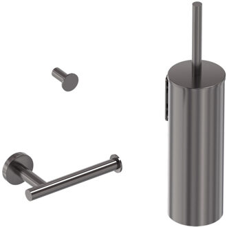 Toiletaccessoire Set MAY 3-in-1 Geborsteld Carbon Black PVD Gunmetal