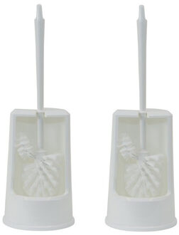 Toiletborstel - 2x - inclusief randreiniger - wit