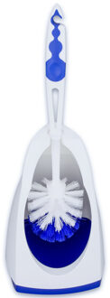 Toiletborstel - blauw met wit - met houder - 41 cm