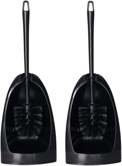 Toiletborstel en houder - 2x - zwart - 42 x 15 x 42 cm - toiletgarnituur