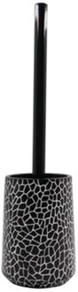 Toiletborstel houder Safari - kunststeen - zwart/mozaiek - 37 cm - Toiletborstels