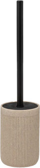 Toiletborstel in houder Onyx - beige/zwart - polystone - 40 x 9 cm - Toiletborstels