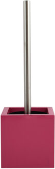 Toiletborstel in MDF houder/rvs wc-borstel - fuchsia roze - 37 cm - Toiletborstels