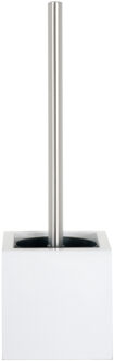 Toiletborstel in MDF houtA houder/rvs wc-borstel - wit - 37 cm - Toiletborstels