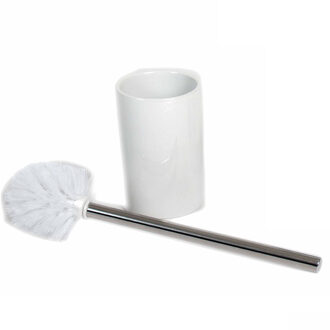 Toiletborstel - inclusief houder - wit - 37 cm - Toiletborstels Multikleur