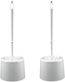 Toiletborstel met houder - 2x - wit - 39 x 9 cm - rond