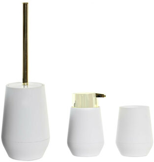 Toiletborstel met houder 35cm en zeeppompje/beker 280 ml polystone wit
