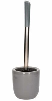 Toiletborstel met houder grijs dolomiet RVS 39 cm - Toiletborstels