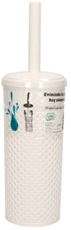 Toiletborstel met houder - wit - kunststof - 35 cm - wc borstel - toiletborstelhouders / wc-borstel
