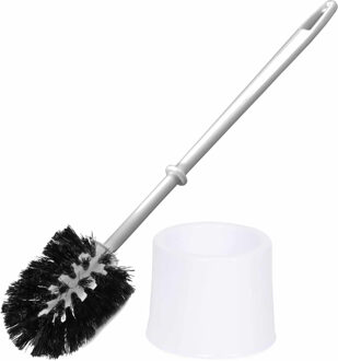 Toiletborstel met houder - wit - kunststof - vrijstaand - wc-borstel