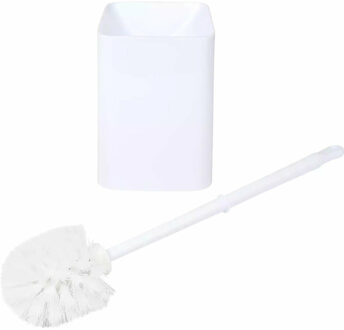 Toiletborstel met houder - wit - kunststof - WC borstel
