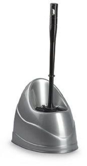 Toiletborstel/wc-borstel met houder 45 cm zilvergrijs/zwart