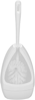 Toiletborstel - wit - met randreiniger en houder - 39 cm - kunststof - badkamer