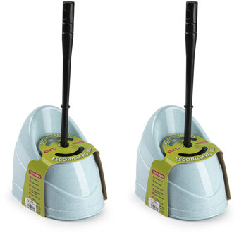 toiletborstels - wc-borstels - 2x stuks - met houder - 45 cm - blauw - kunststof