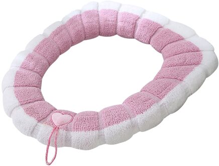 Toiletbril Mat Set Badkamer Universele Warme Zachte Wasbare Closestool Mat Seat Case Winter Warmer Mat Pad Bidet Covers roze
