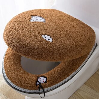 Toiletbril Mat Setbathroom Universele 2 Stks/set Kussen + Deksel Cover Warm Soft Wasbare Closestool Seat Case Winter Pad Bidet matten aap bruin covers