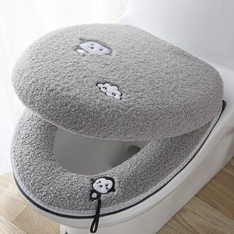 Toiletbril Mat Setbathroom Universele 2 Stks/set Kussen + Deksel Cover Warm Soft Wasbare Closestool Seat Case Winter Pad Bidet matten aap grijs covers