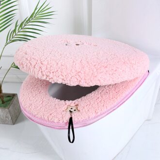 Toiletbril Mat Setbathroom Universele 2 Stks/set Kussen + Deksel Cover Warm Soft Wasbare Closestool Seat Case Winter Pad Bidet matten sheep roze covers