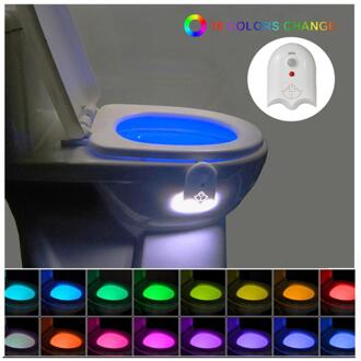 Toiletbril Nachtlampje Motion Sensor Toiletbril Nachtlampje Waterdichte 8 Kleuren Backlight Voor Toiletpot Led Wc licht