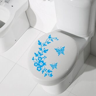 Toiletbril Stickers Vlinder Badkamer Muur Inrichting Huis Dier Decal Bloem Art Blauw