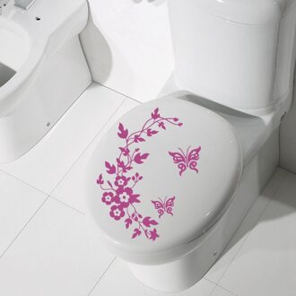 Toiletbril Stickers Vlinder Badkamer Muur Inrichting Huis Dier Decal Bloem Art Paars