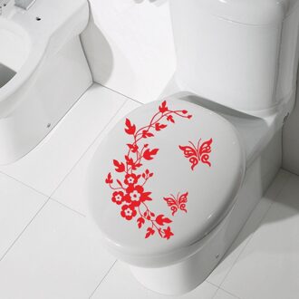 Toiletbril Stickers Vlinder Badkamer Muur Inrichting Huis Dier Decal Bloem Art Rood