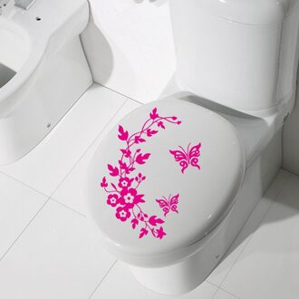 Toiletbril Stickers Vlinder Badkamer Muur Inrichting Huis Dier Decal Bloem Art roos rood