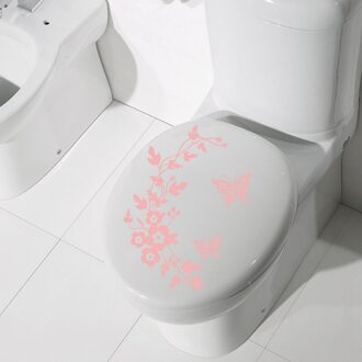 Toiletbril Stickers Vlinder Badkamer Muur Inrichting Huis Dier Decal Bloem Art Roze