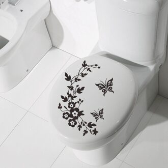 Toiletbril Stickers Vlinder Badkamer Muur Inrichting Huis Dier Decal Bloem Art zwart