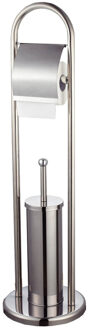 Toiletgarnituur - toiletborstel met toiletrolhouder - 78 cm - RVS