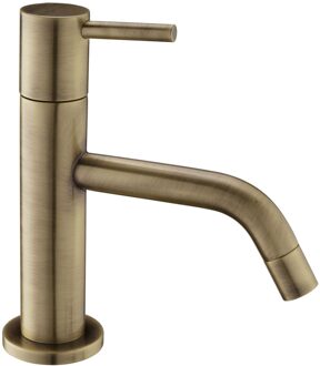 Toiletkraan Salenzi Giro Opbouw Mengkraan 16.3cm Rond Geborsteld Messing Goud 1 Greeps Koudwaterkraan