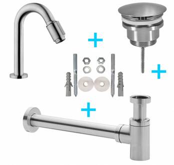 Toiletkraanset Met Valencia Kraan Geborsteld Staal Aqua Splash