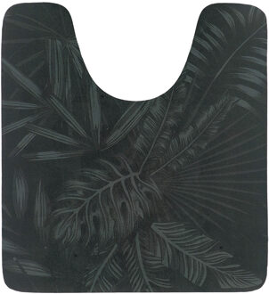 Toiletmat/wc mat Dark Dark Urban Oasis - antislip - donker grijs - 45 x 50 cm - palm design